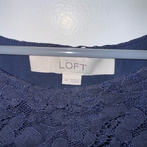 LOFT Navy Lace Tank Top - Picture 2 of 3